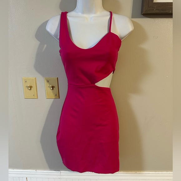 h:ours Fuchsia Cut-Out Mini Dress - Picture 1 of 7